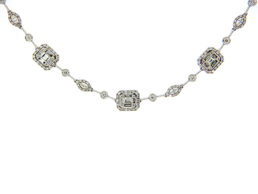 DIAMOND NECKLACE/BRACELET COMBINATION, 34" 18KW (N)