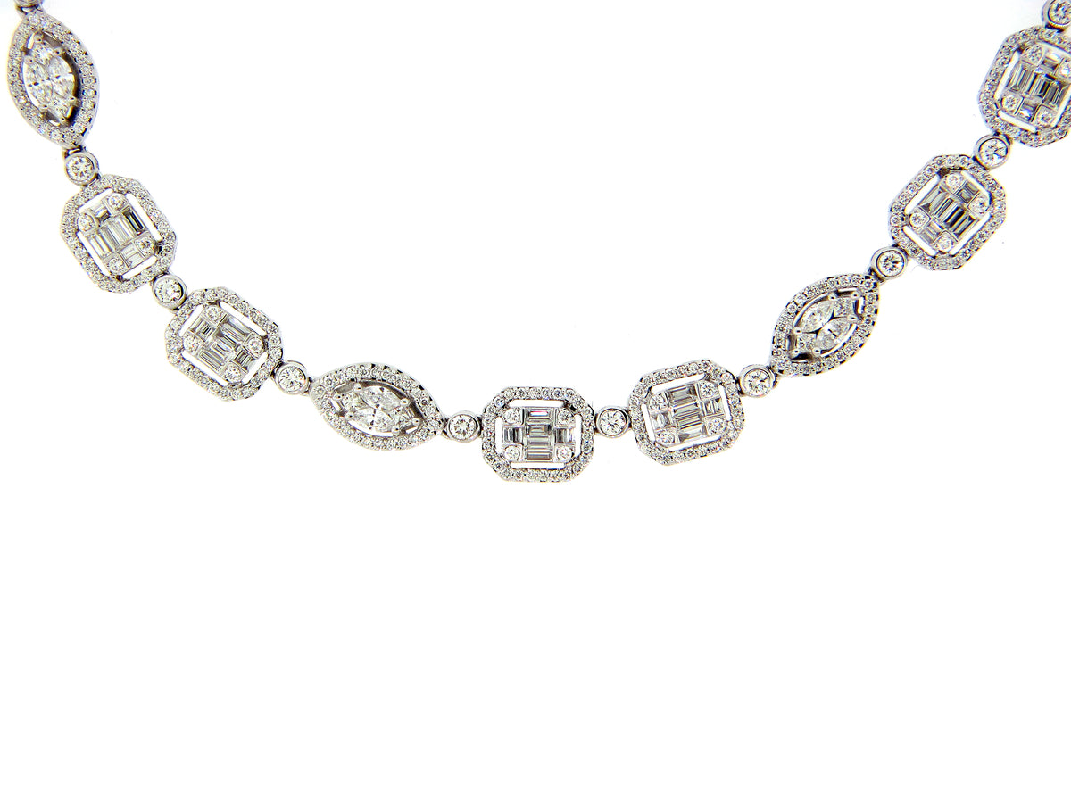 DIAMOND NECKLACE BRACELET COMBINATION, 34", 18KW (N)