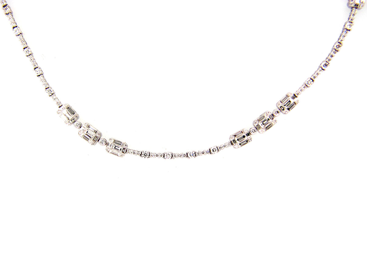 DIAMOND NECKLACE/BRACELET COMBINATION, 34", 18KW (N)