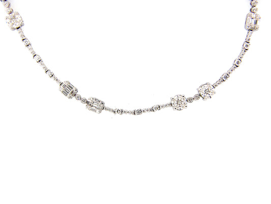 DIAMOND NECKLACE/BRACELET COMBINATION, 27" + 7", 18KW (N)