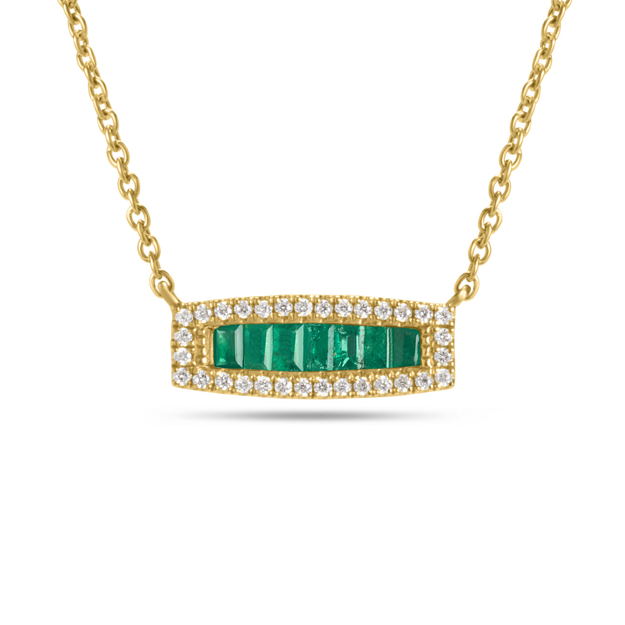 Emerald & Diamond Baguette Necklace