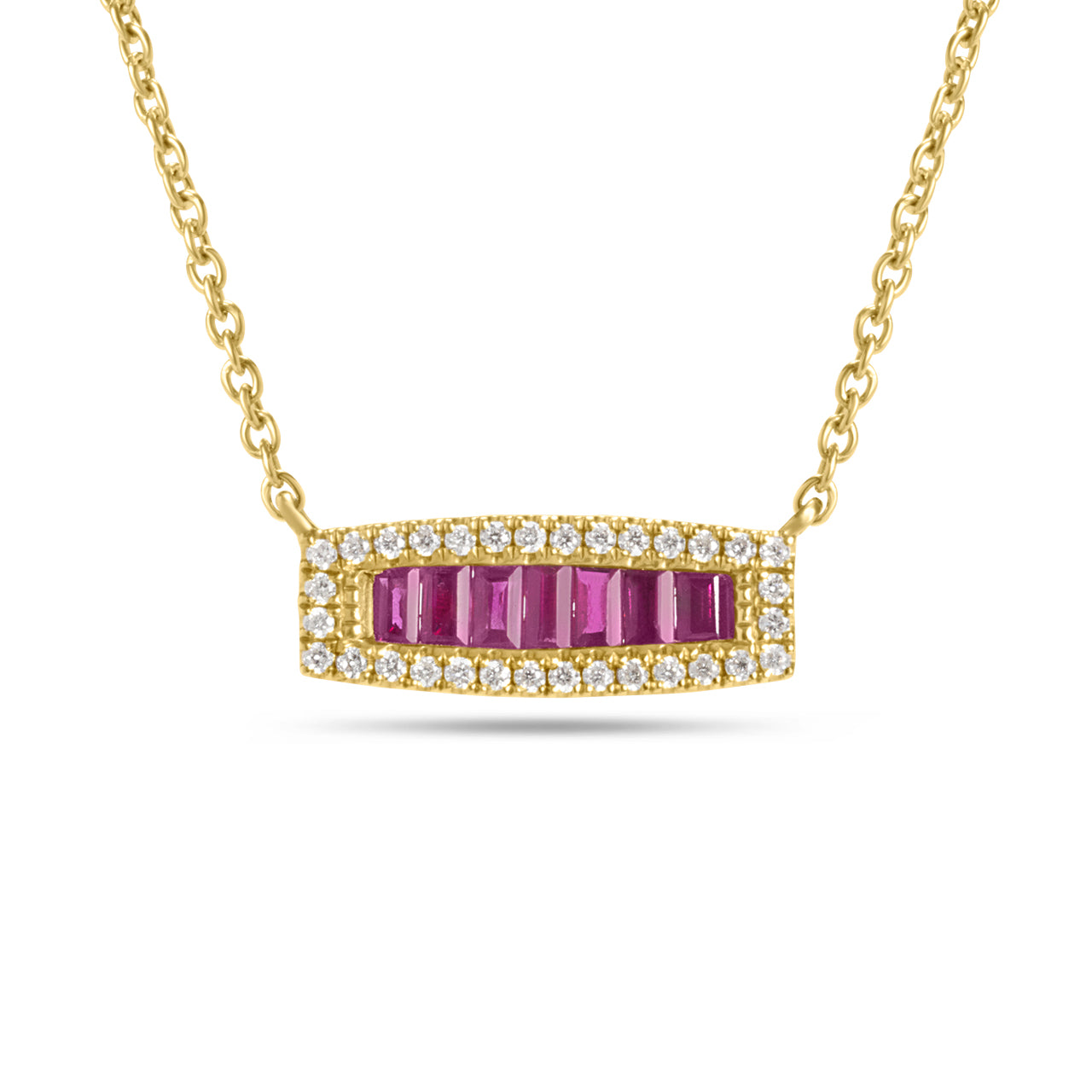 Ruby & Diamond Baguette Necklace