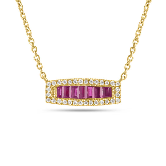 Ruby & Diamond Baguette Necklace