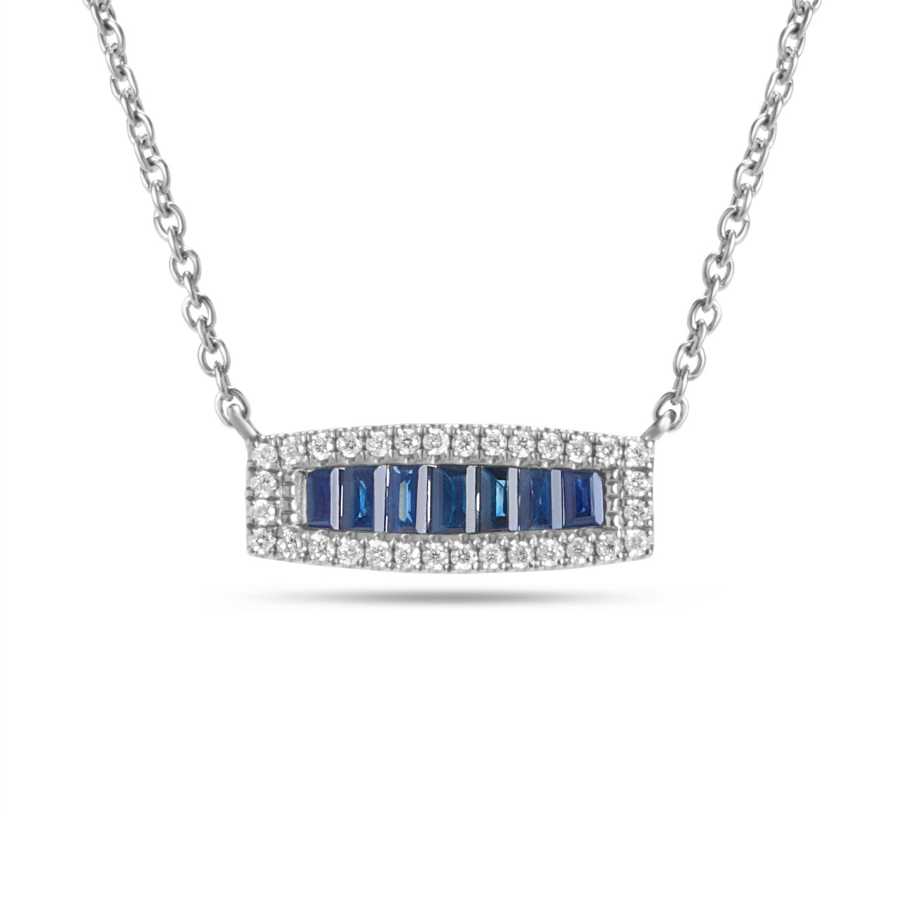 Sapphire & Diamond Baguette Necklace