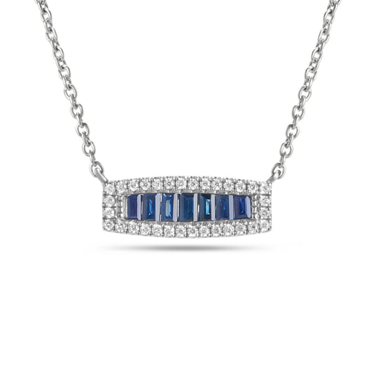 Sapphire & Diamond Baguette Necklace