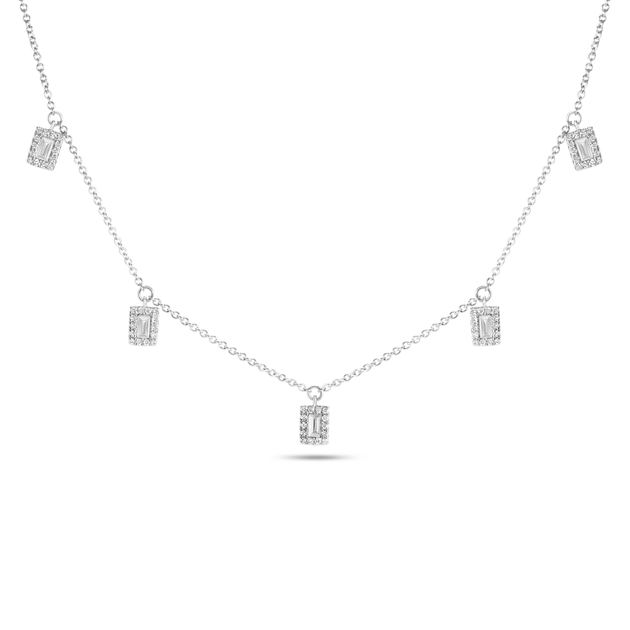 Diamond Baguette Station Necklace