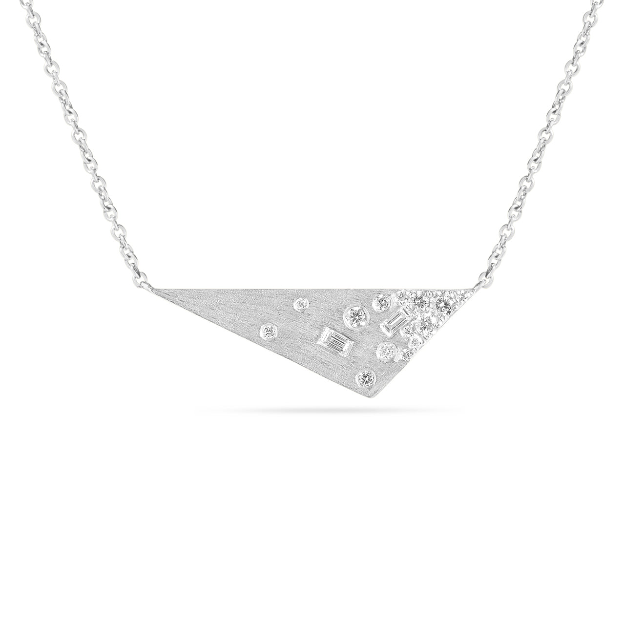 Diamond Baguette & Round Confetti Triangle Necklace