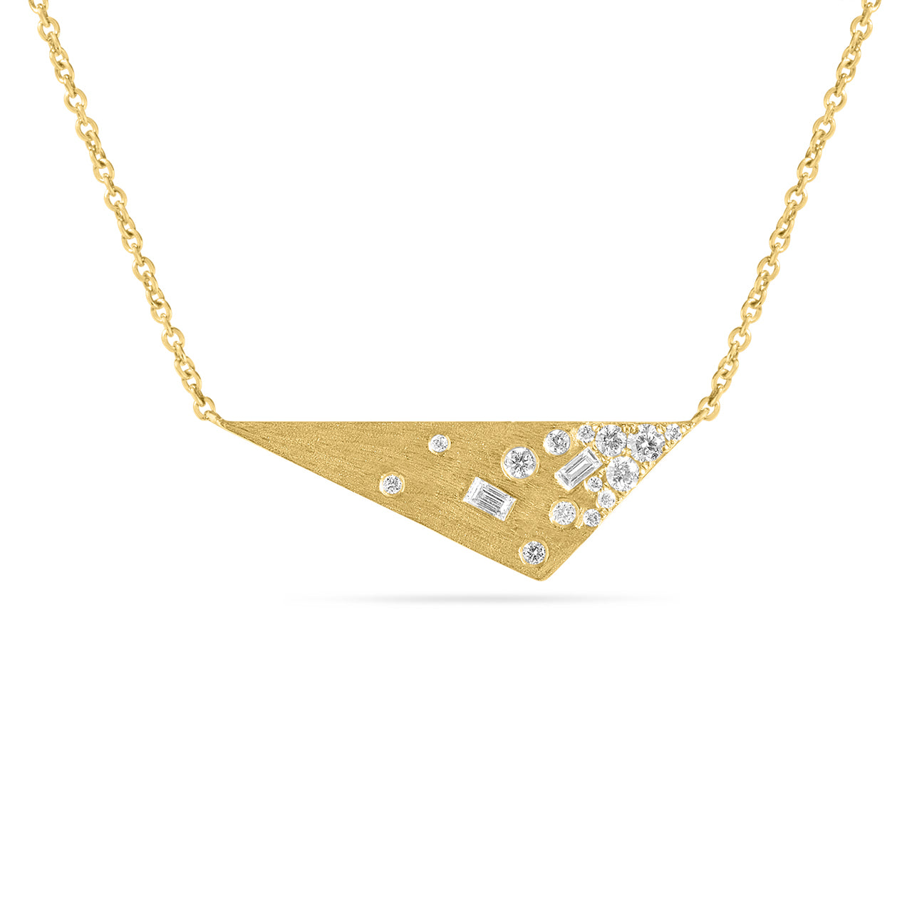 Diamond Baguette & Round Confetti Triangle Necklace