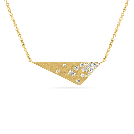 Diamond Baguette & Round Confetti Triangle Necklace
