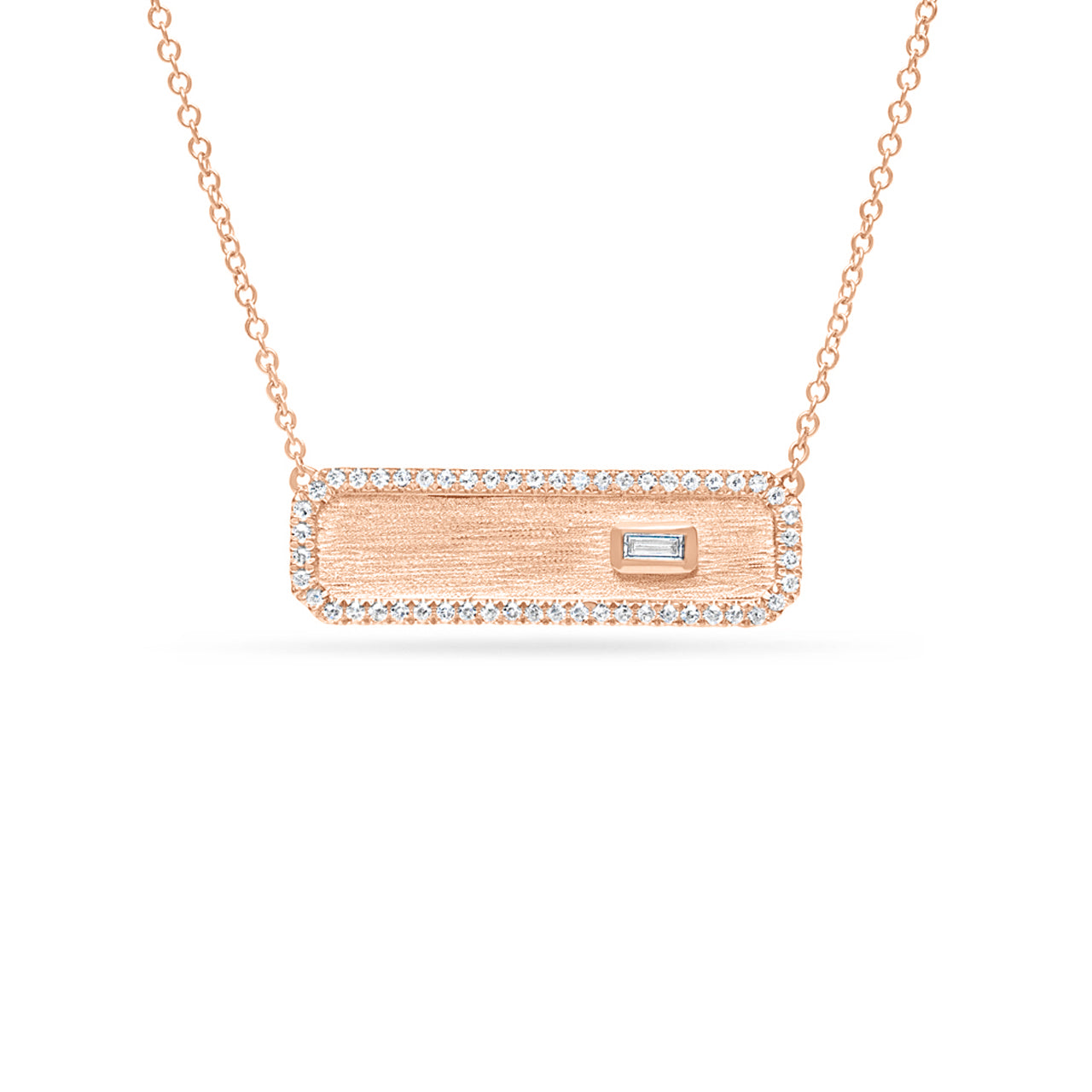 Diamond Baguette Bezel Bar Necklace