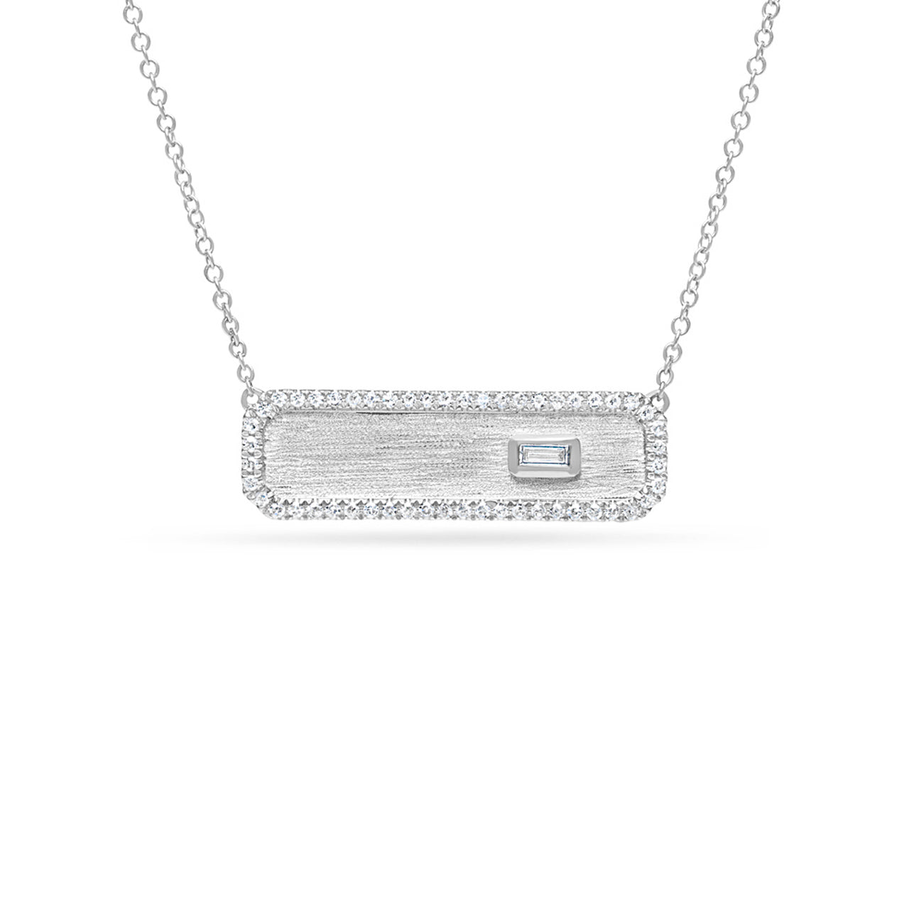 Diamond Baguette Bezel Bar Necklace