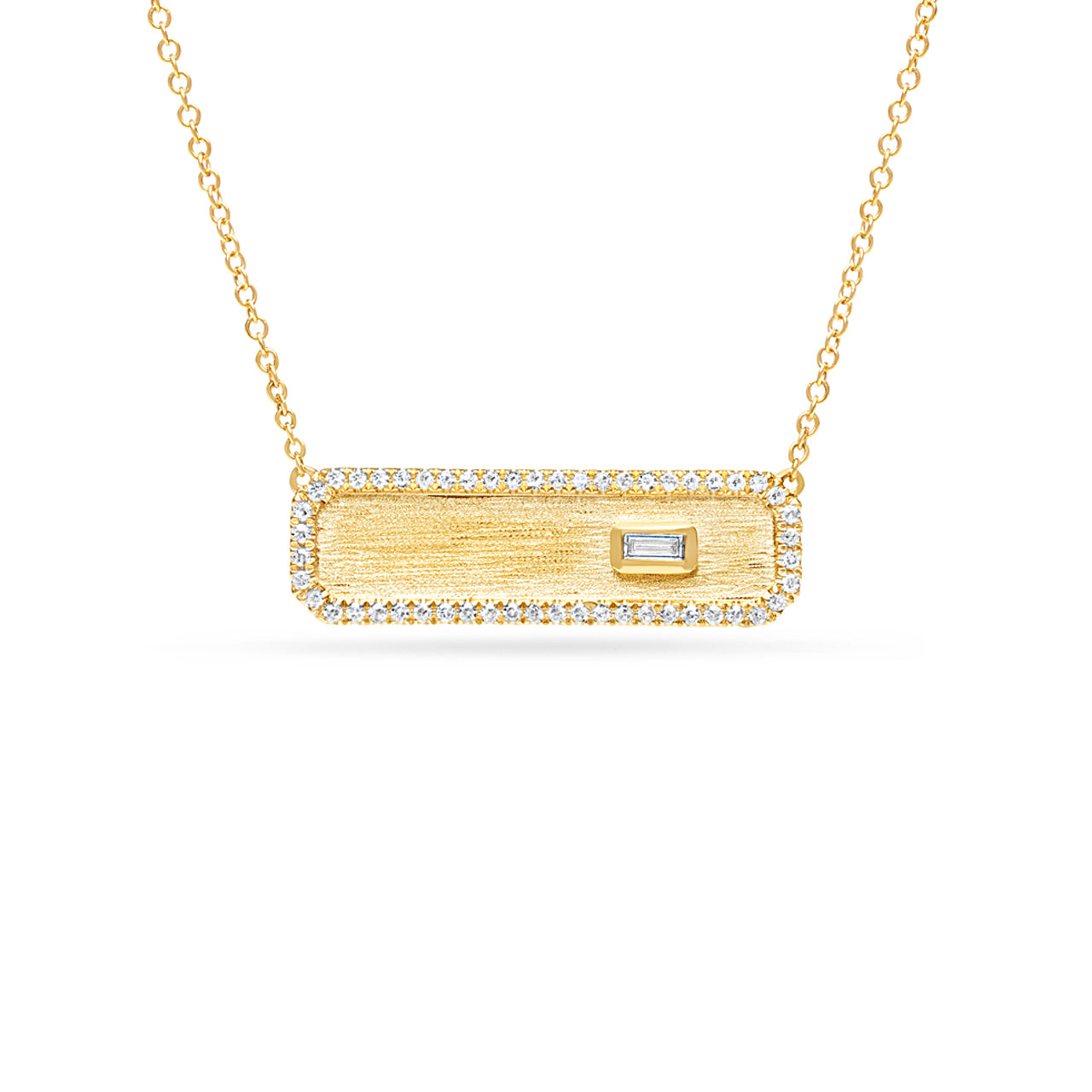 Diamond Baguette Bezel Bar Necklace