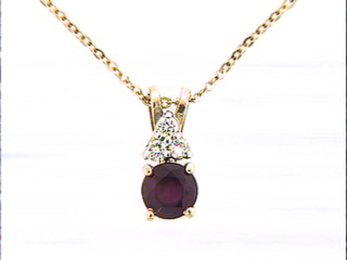 RUBY & DIAMOND PENDANT, 14K (H), C=0.75
