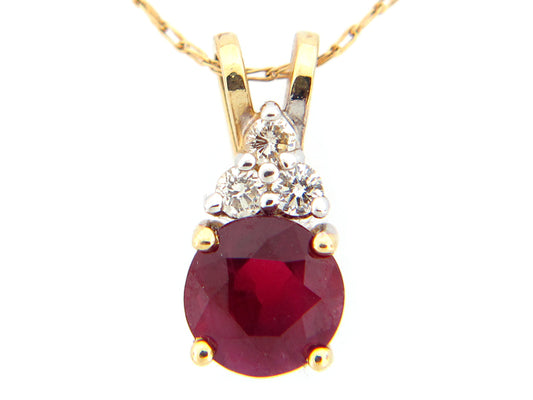 RUBY & DIAMOND PENDANT, 14KY (H), C=1.05