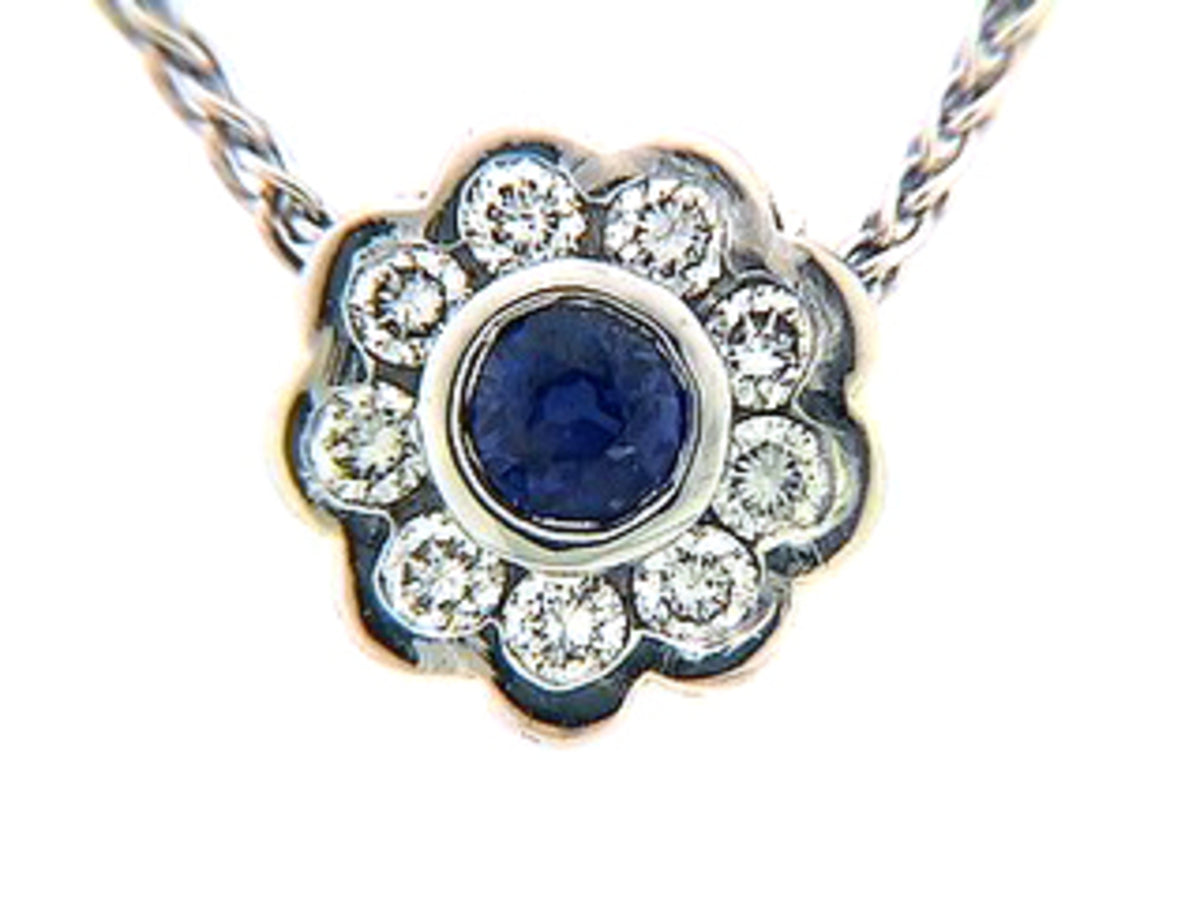 SAPPHIRE & DIAMOND PENDANT, 14KW (E), C=0.39