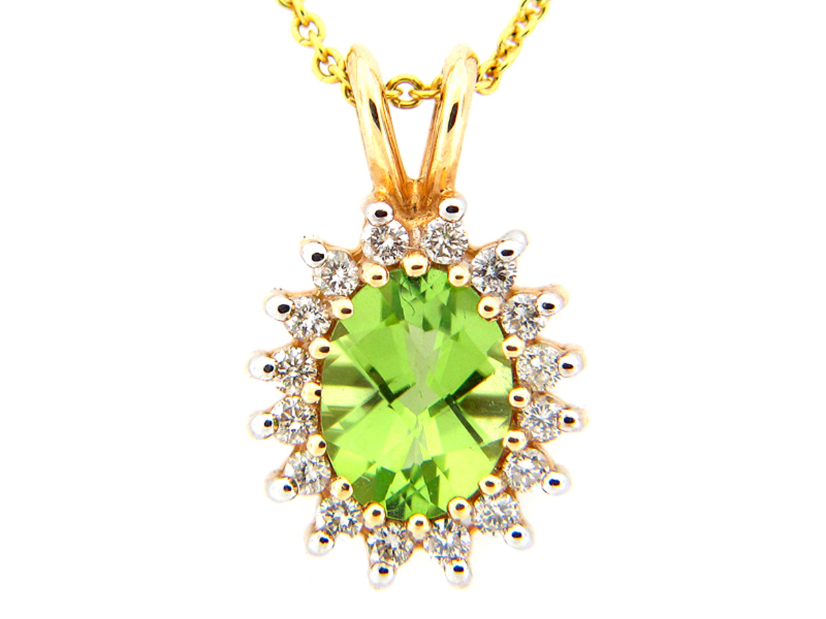 CHB PERIDOT & DIAMOND PENDANT, 14KY (N), C=1.40