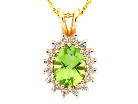 CHB PERIDOT & DIAMOND PENDANT, 14KY (N), C=1.40