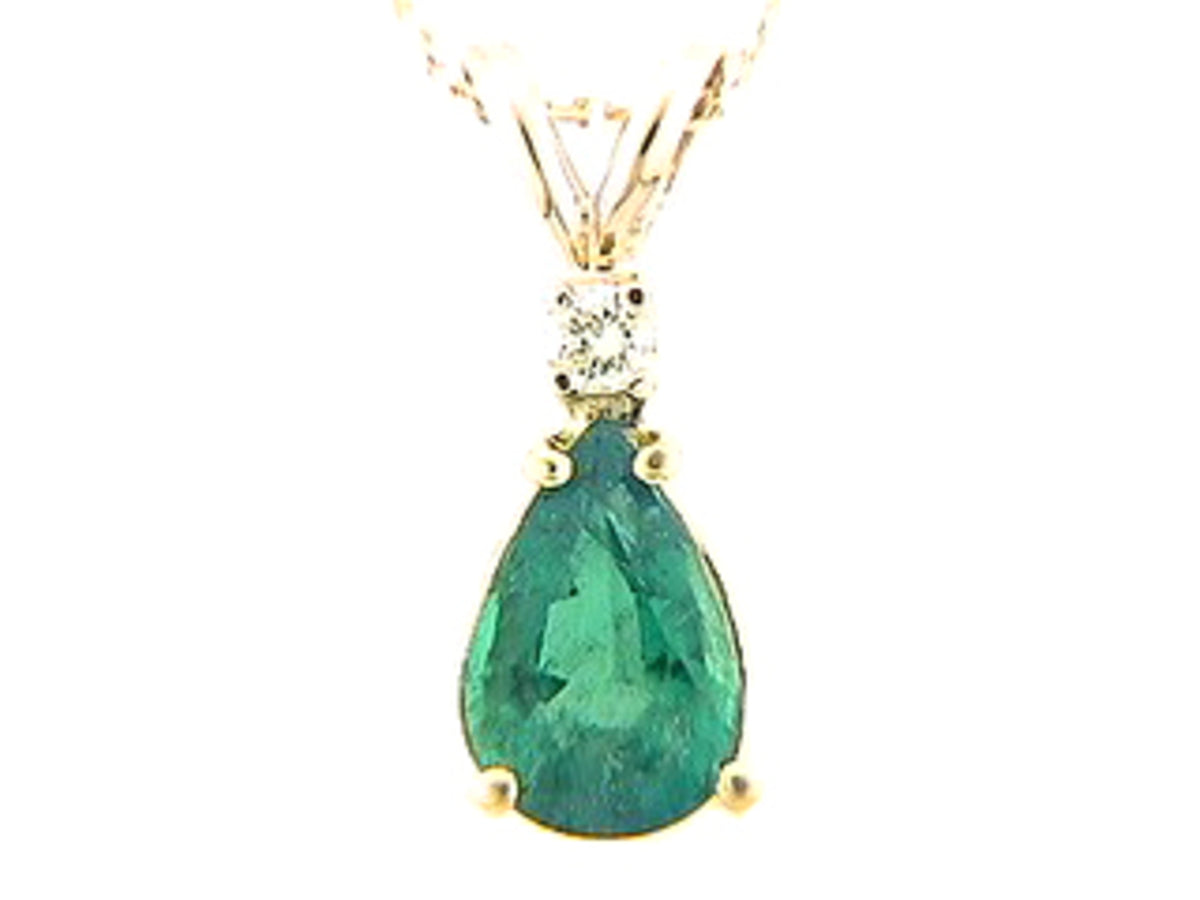 EMERALD & DIAMOND PENDANT, 14KY (O), C=0.60