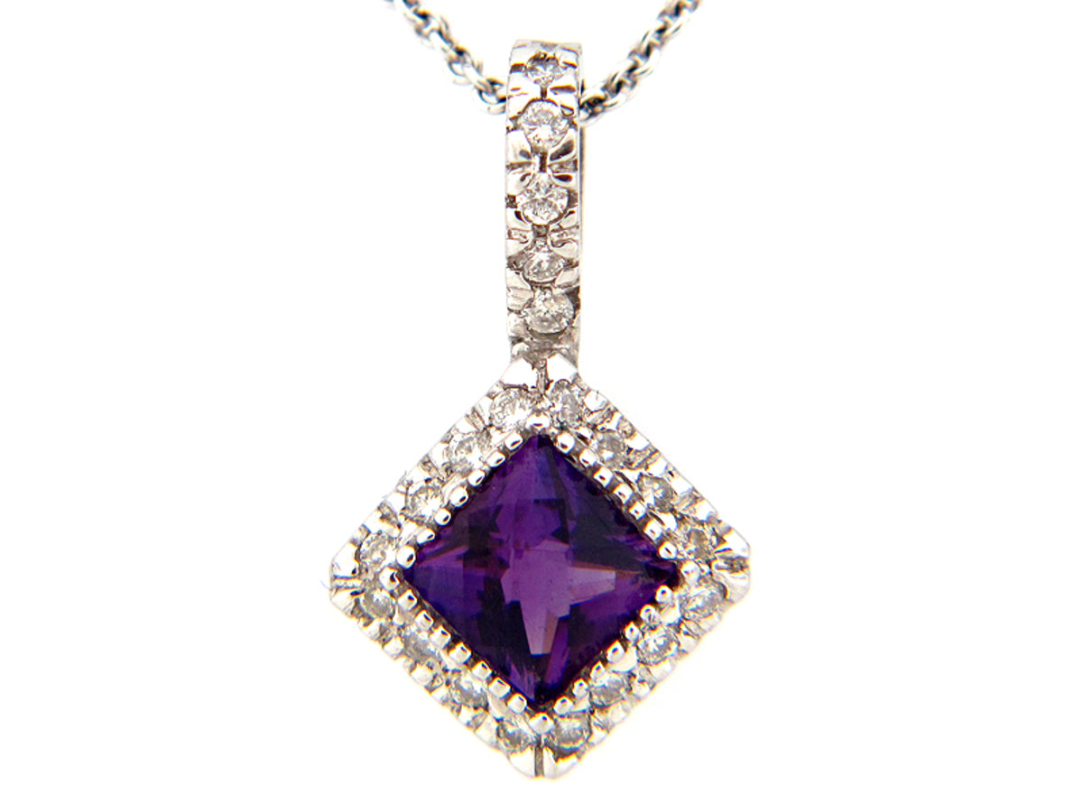 CHB AMETHYST & DIAMOND PENDANT, 14KW (H), C=0.60