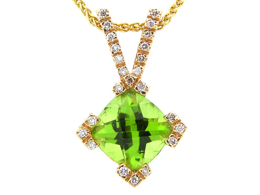 CHB PERIDOT & DIAMOND PENDANT, 14KY (N), C=3.48