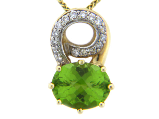CHB PERIDOT & DIAMOND PENDANT, 14KY (N), C=2.70