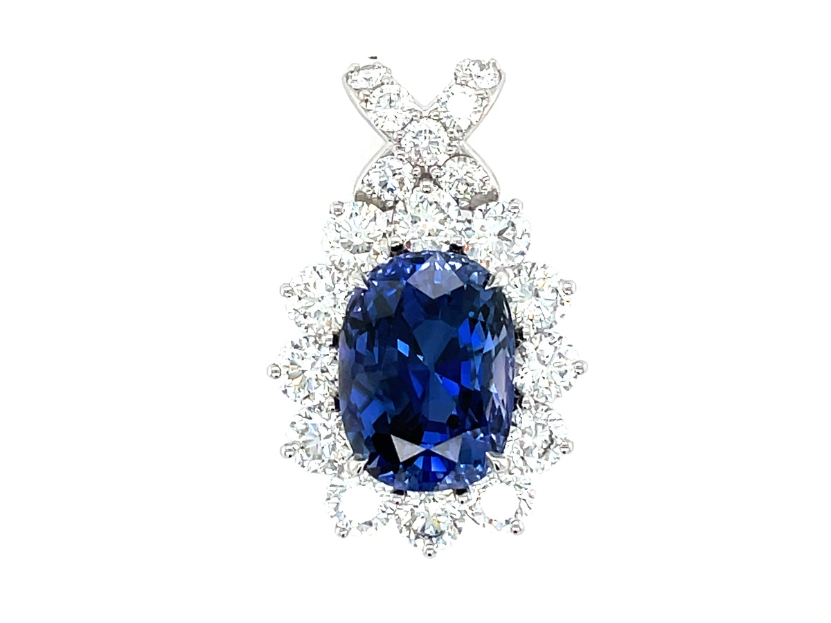 NATURAL NO HEAT SAPPHIRE & DIAMOND PENDANT