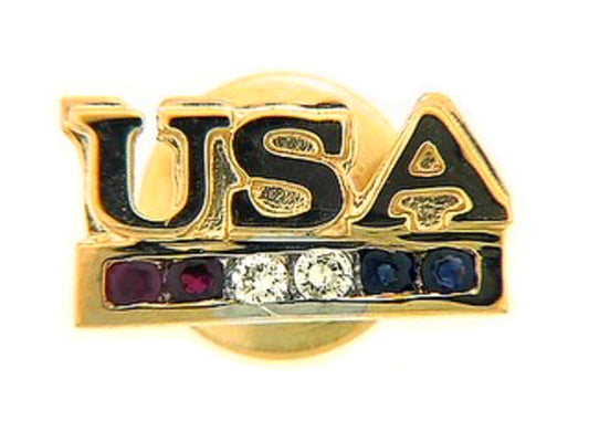 RUBY, SAPPHIRE & DIAMOND PIN, 14KY (E), C=0.20