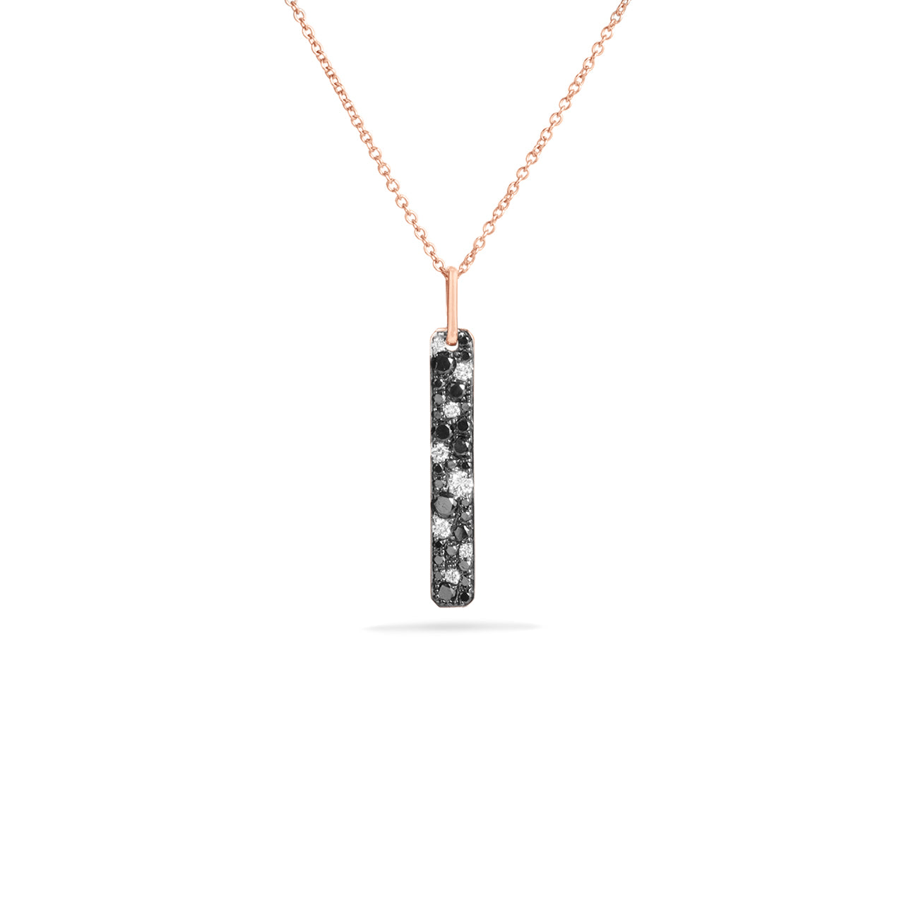 Black & White Diamond Pave Mosaic Bar Necklace