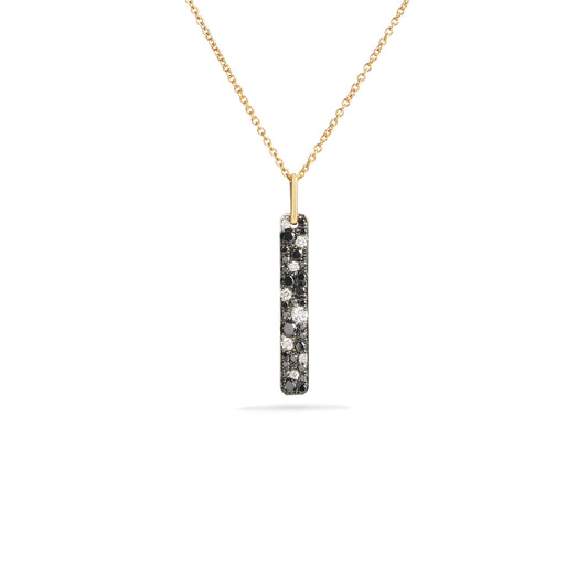 Black & White Diamond Pave Mosaic Bar Necklace