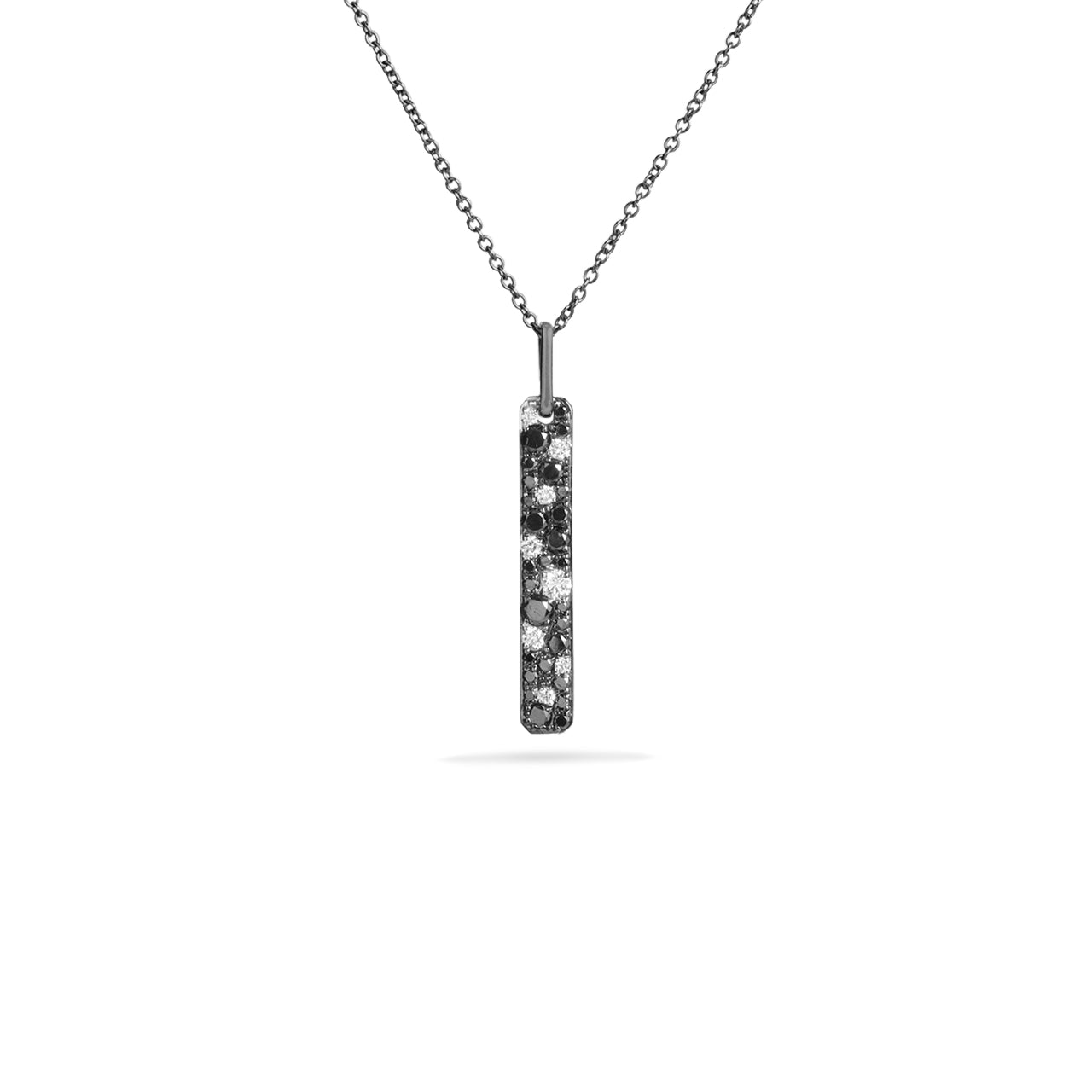 Black & White Diamond Pave Mosaic Bar Necklace