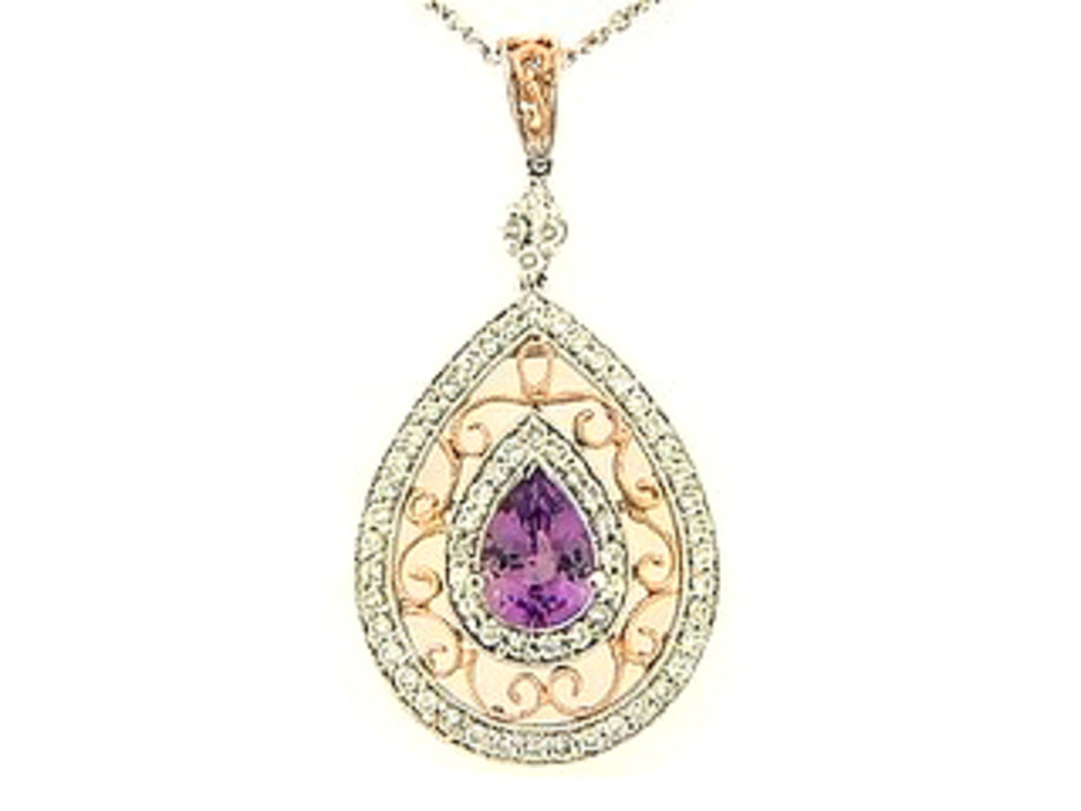 PINK SAPPHIRE & DIAMOND PENDANT, 18KZ (H), C=1.31