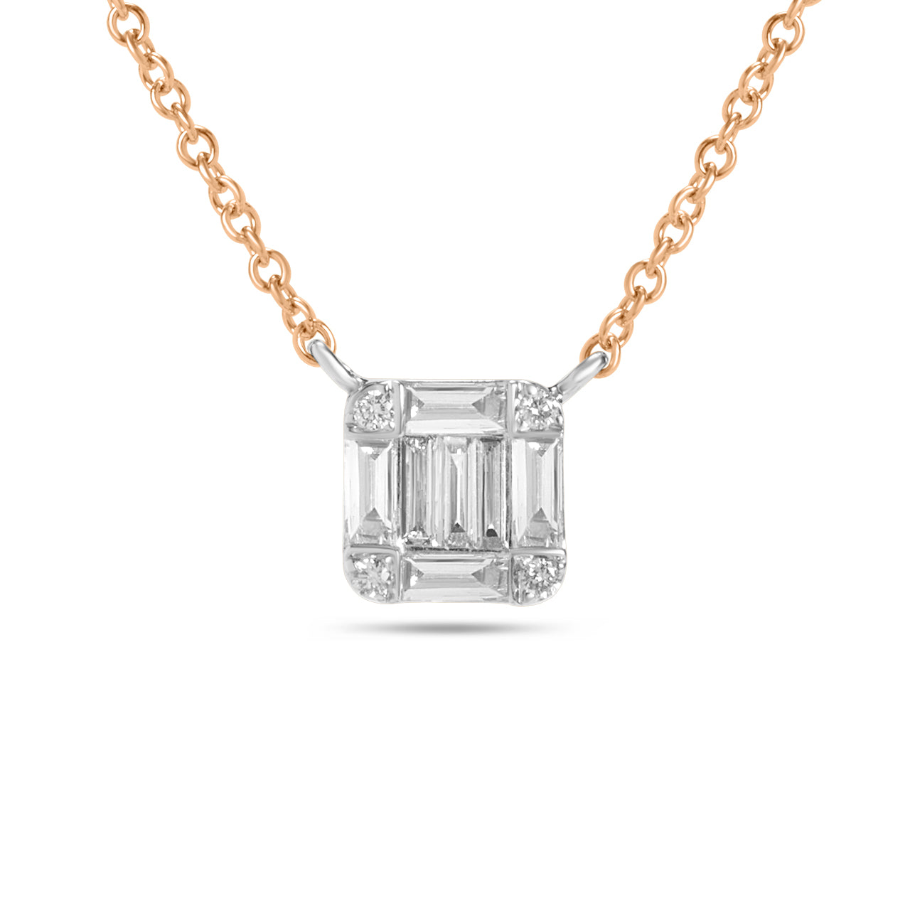 Diamond Emerald Cut Custer 5.8mm Necklace