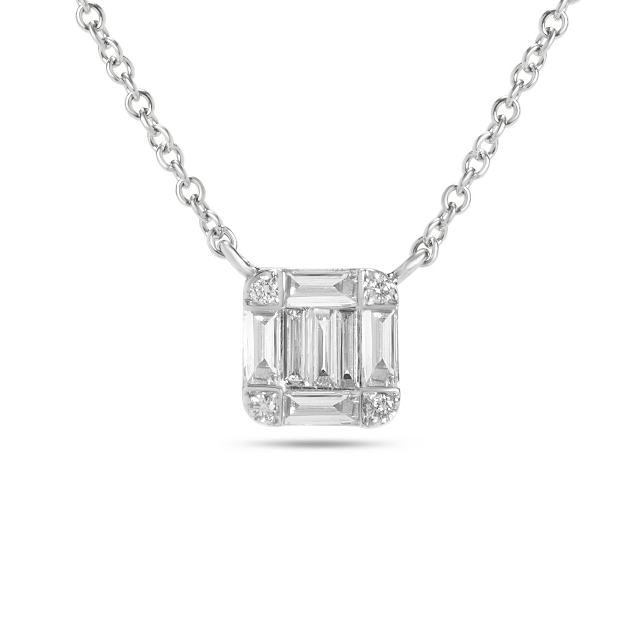 Diamond Emerald Cut Custer 5.8mm Necklace