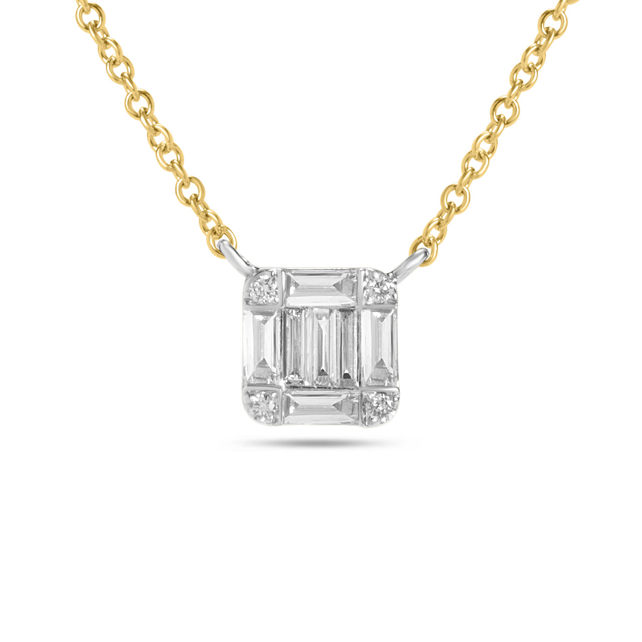 Diamond Emerald Cut Custer 5.8mm Necklace