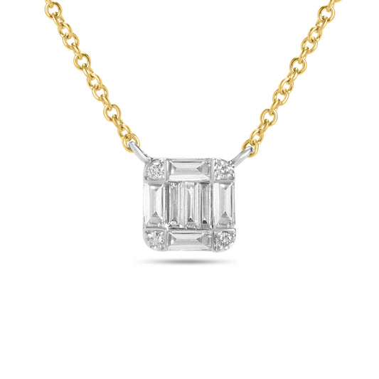 Diamond Emerald Cut Custer 5.8mm Necklace