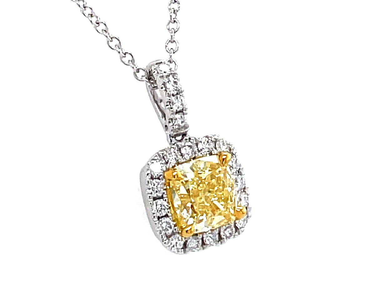 NATURAL YELLOW DIAMOND PENDANT, 18"/16"