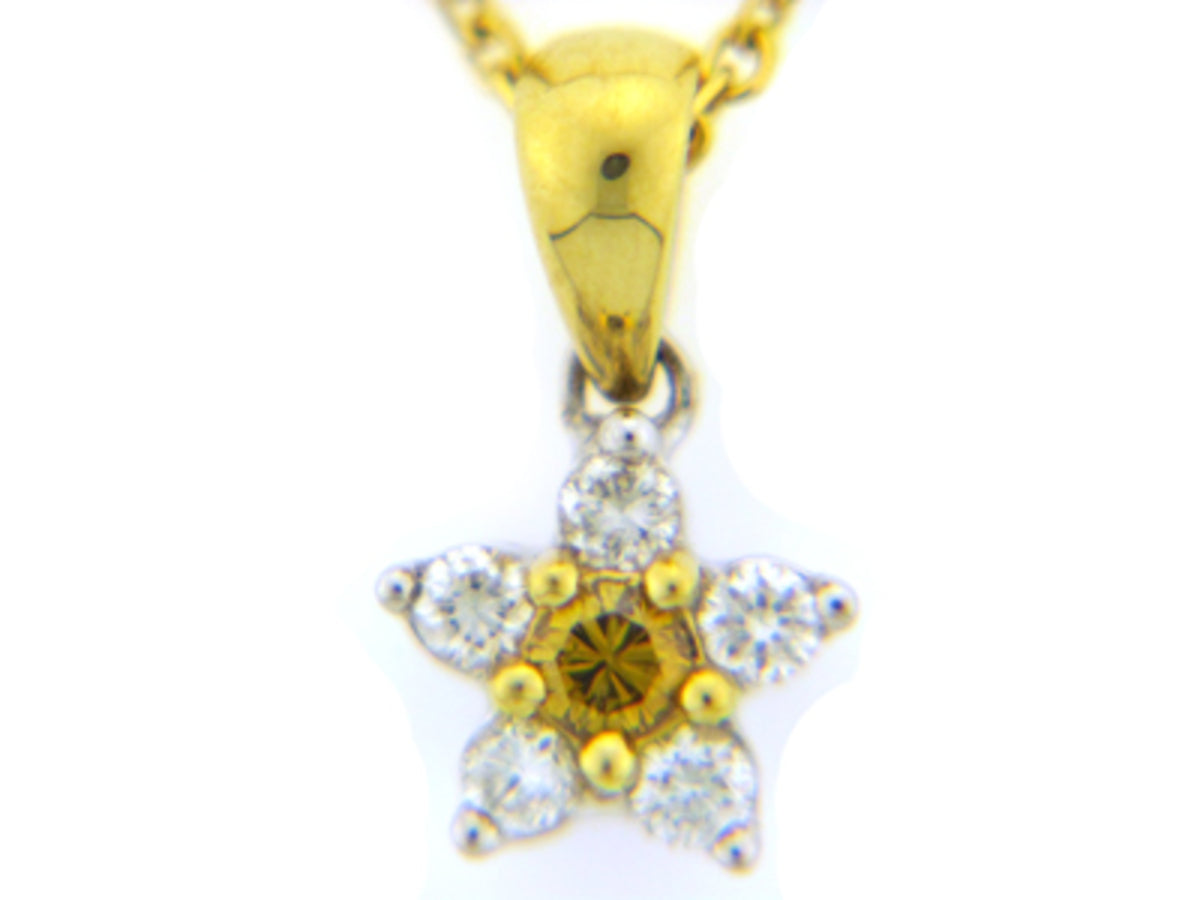 YELLOW & WHITE DIAMOND PENDANT, 18KT (N)