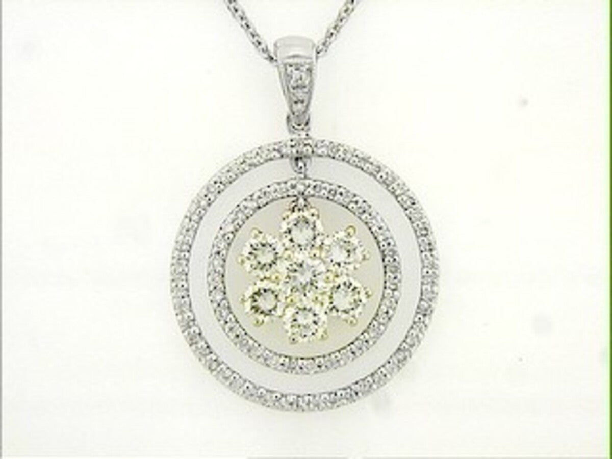 YELLOW DIAMOND & DIAMOND PENDANT,18KT (N)