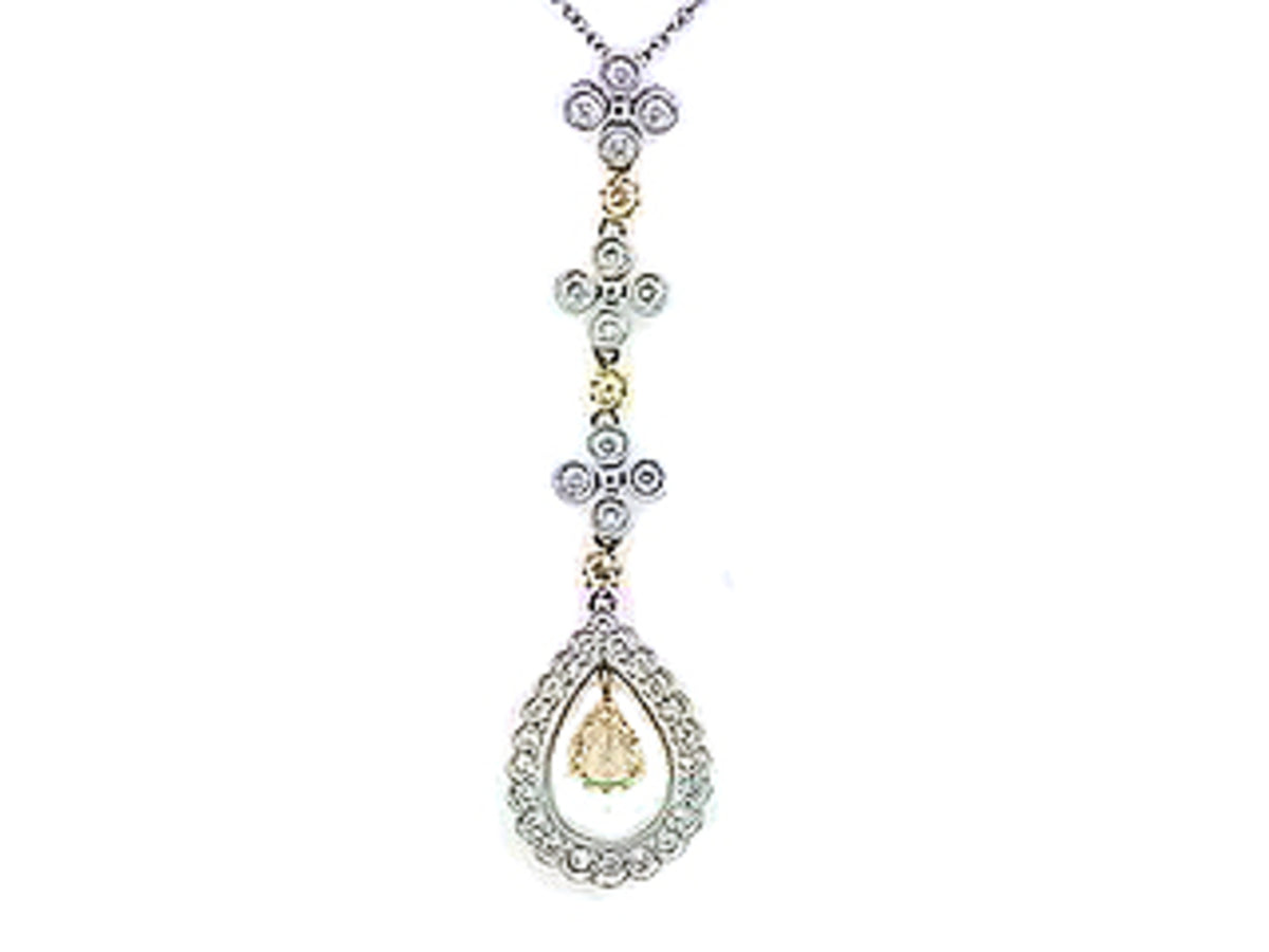 YELLOW DIAMOND & DIAMOND PENDANT, 18KT (N)