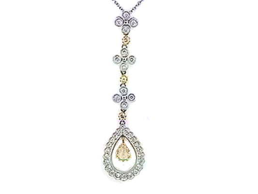 YELLOW DIAMOND & DIAMOND PENDANT, 18KT (N)