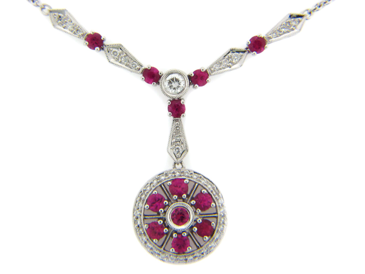 PINK SAPPHIRE & DIAMOND PENDANT, 18KW (H), C=1.40