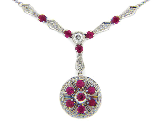 PINK SAPPHIRE & DIAMOND PENDANT, 18KW (H), C=1.40