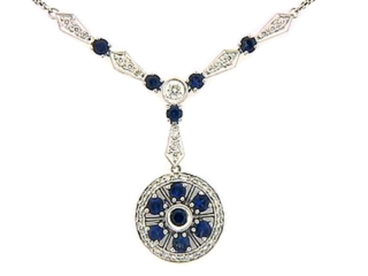 SAPPHIRE & DIAMOND PENDANT, 18KW (H), C=1.40