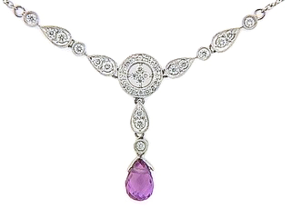 PINK SAPPHIRE & DIAMOND PENDANT, 18KW (H), C=1.49