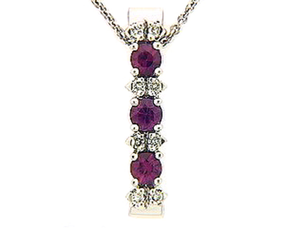 RUBY & DIAMOND PENDANT, 14KW (E), C=0.49