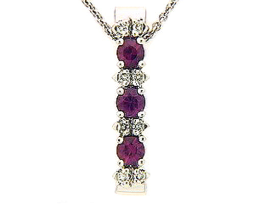 RUBY & DIAMOND PENDANT, 14KW (E), C=0.49