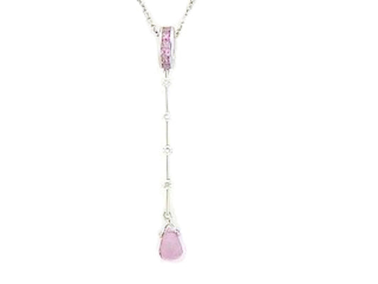 PINK SAPPHIRE & DIAMOND PENDANT, 18KW (E), C=1.26