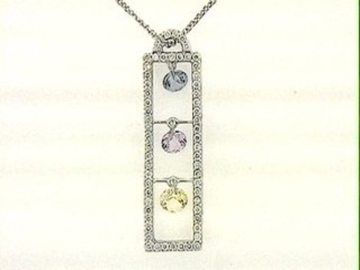 SAPPHIRE, PINK SAPPHIRE, YELLOW SAPPHIRE & DIAMOND PENDANT