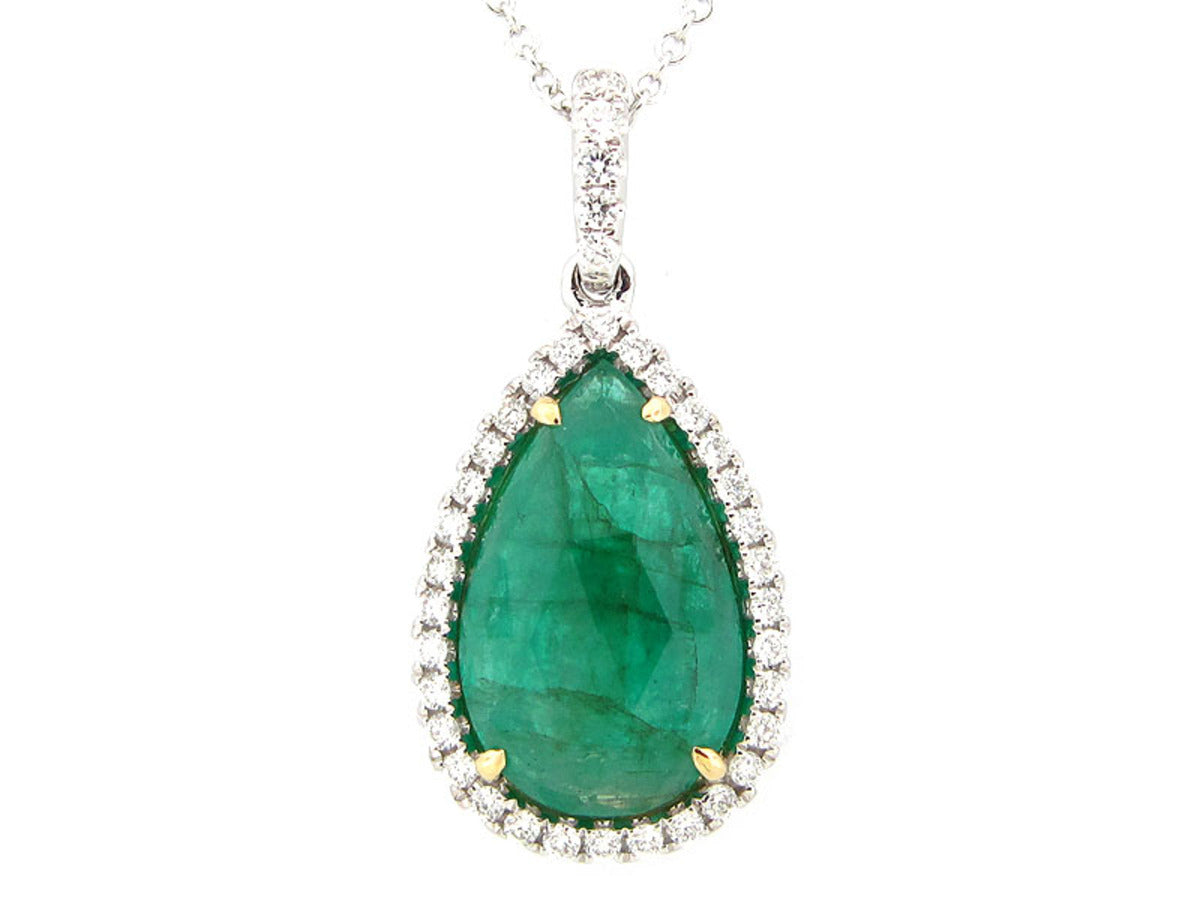 EMERALD & DIAMOND PENDANT, 18KT (O)
