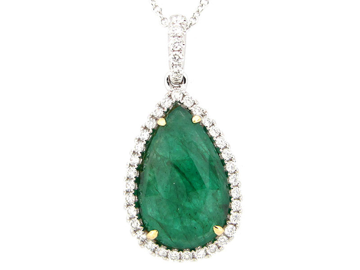 EMERALD & DIAMOND PENDANT, 18KT (O)